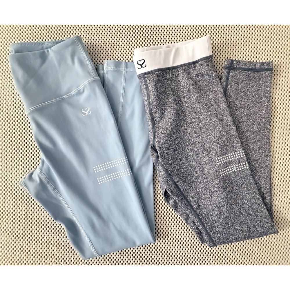Topissima Leggings‎ Sz 2 Bundle Lot Of 2 Baby Blue gray Athleisure Performance